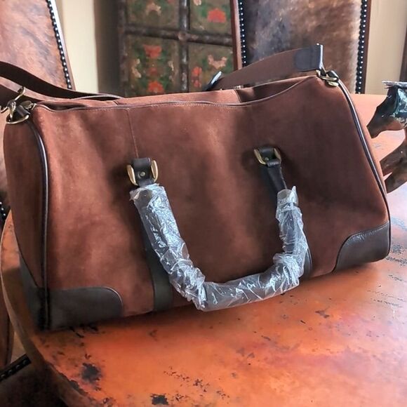 Marlboro Guts- Grit Gear RARE Leather Brown Suede Large Duffel/Travel Bag - Picture 5 of 16